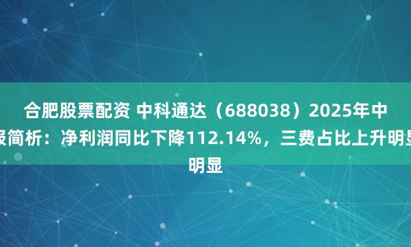 合肥股票配资 中科通达（688038）2025年中报简析：净利润同比下降112.14%，三费占比上升明显