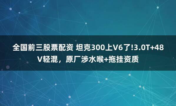 全国前三股票配资 坦克300上V6了!3.0T+48V轻混，原厂涉水喉+拖挂资质